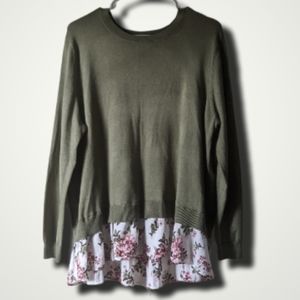 Twofer Overlay Shirt Sweater